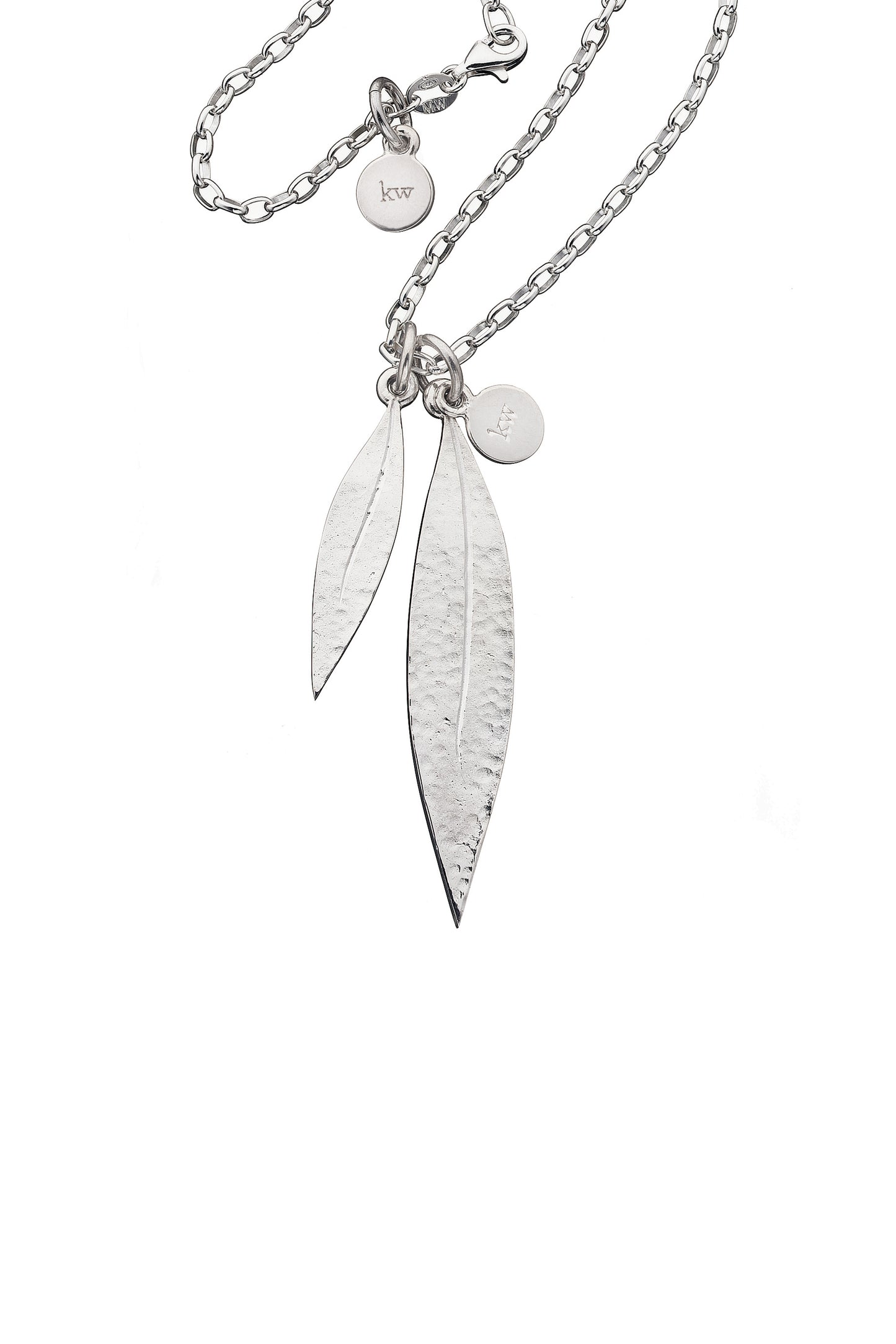 Double Leaf Necklace Silver