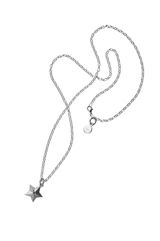 Victory Star Necklace with 1X1.75mm Biron Emerald Silver