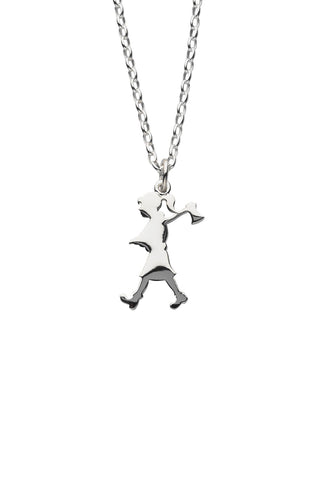 Girl with Axe Pendant Silver