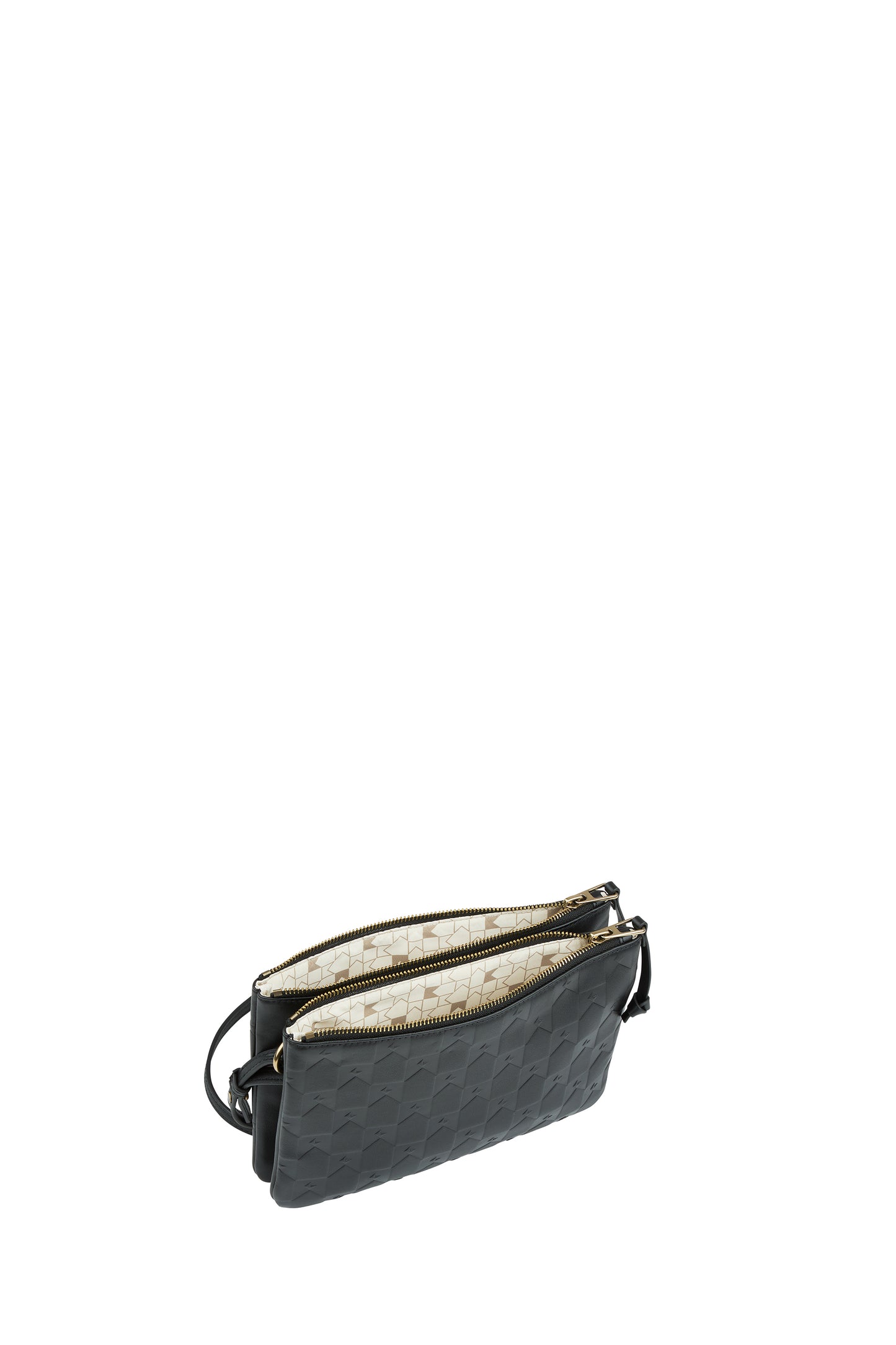 Monogram Double Zip Pouch Nappa Leather Black