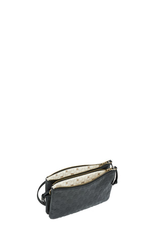 Monogram Double Zip Pouch Nappa Leather Black