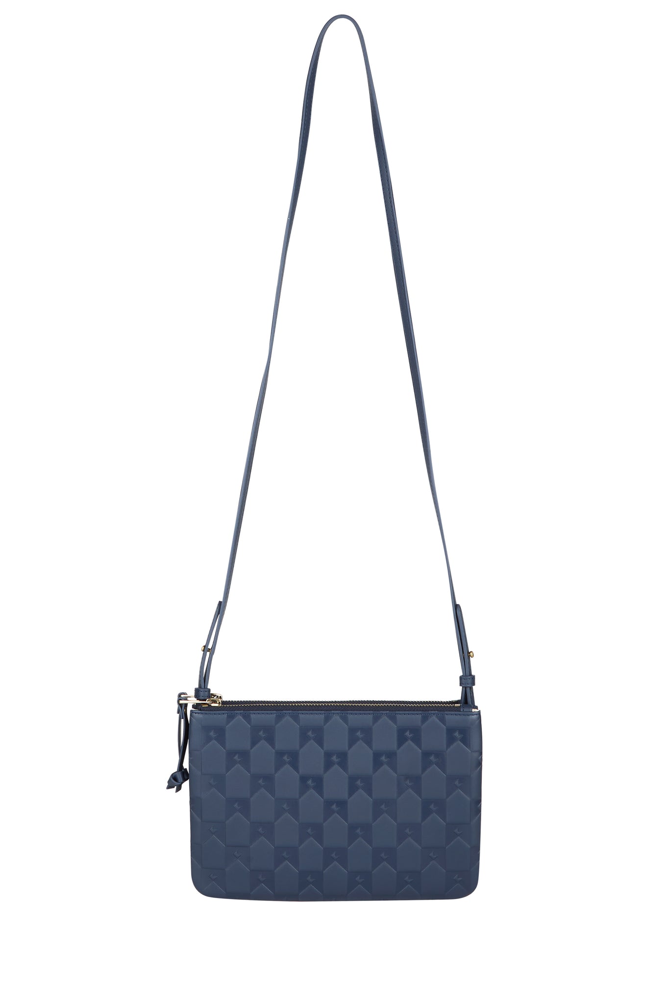 Monogram Double Zip Pouch Nappa Leather Navy