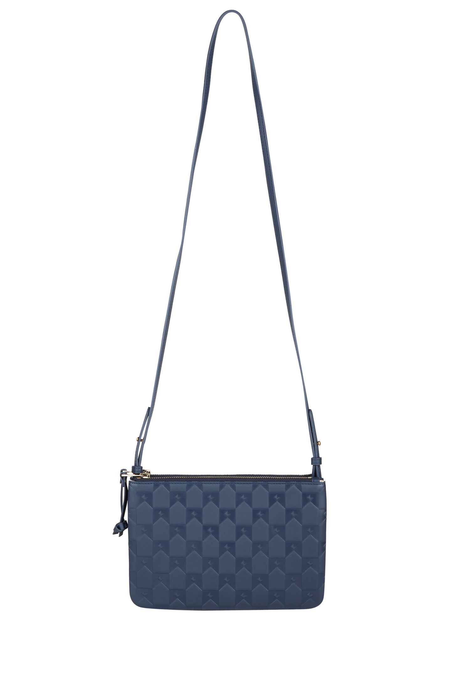 Monogram Double Zip Pouch Nappa Leather Navy