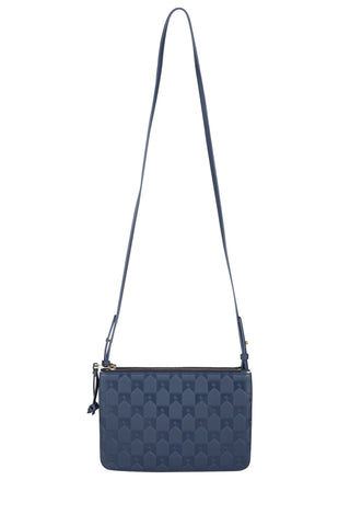 Monogram Double Zip Pouch Nappa Leather Navy