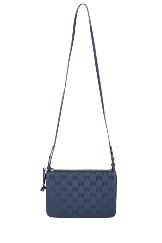 Monogram Double Zip Pouch Nappa Leather Navy