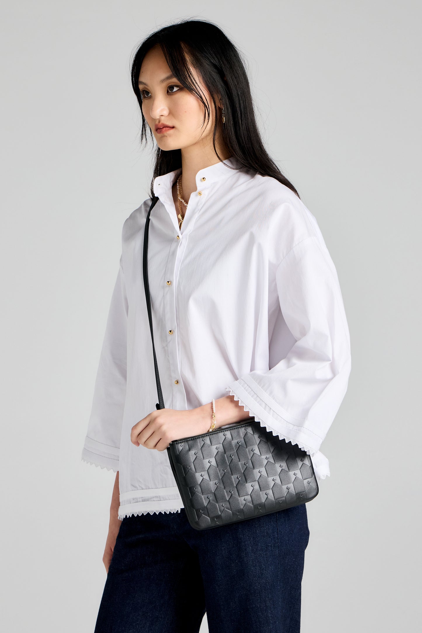 Monogram Double Zip Pouch Nappa Leather Black