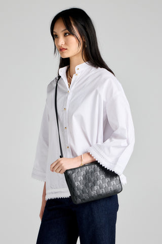 Monogram Double Zip Pouch Nappa Leather Black