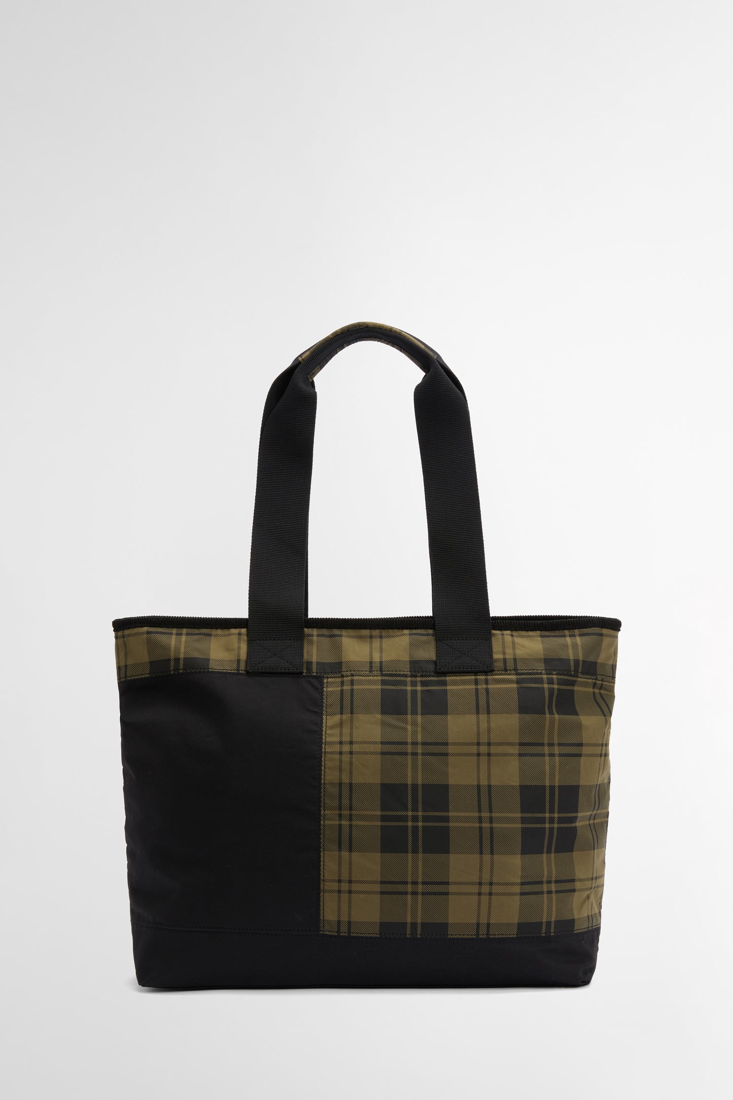 Mya Patchwork Tote Bag Black/Olive Check
