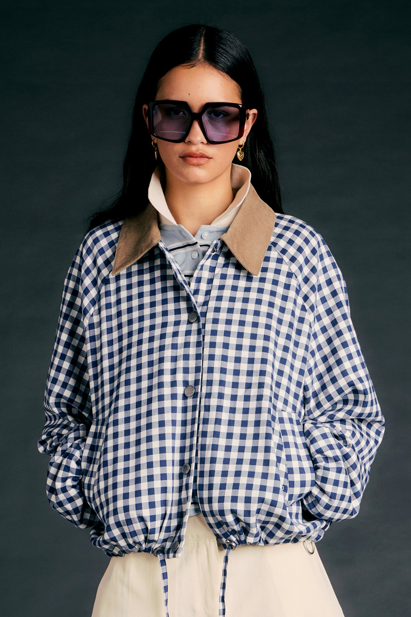 Ovingham Casual Jacket Gingham Navy/Neutral