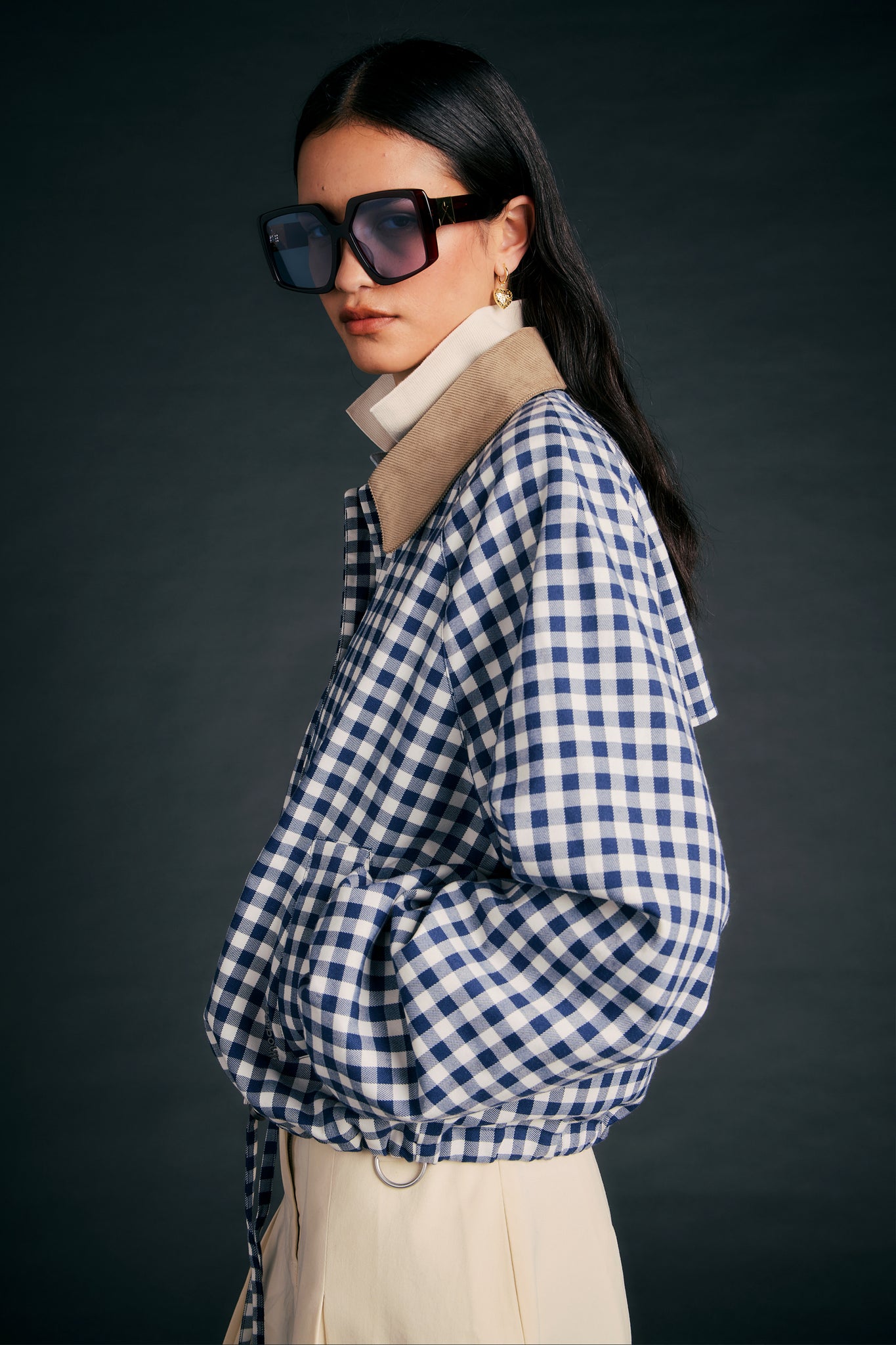 Ovingham Casual Jacket Gingham Navy/Neutral