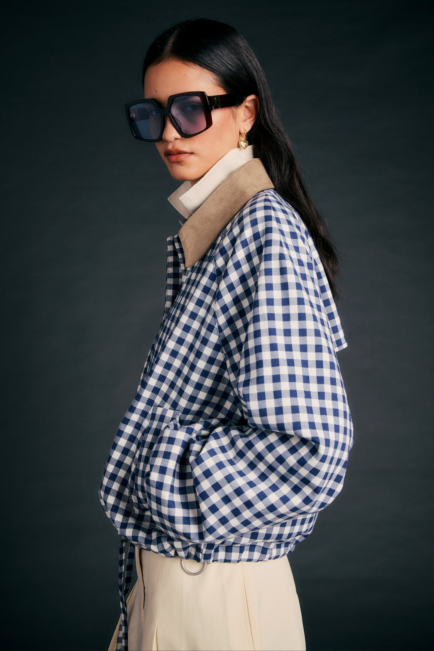 Ovingham Casual Jacket Gingham Navy/Neutral