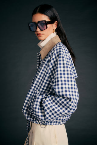 Ovingham Casual Jacket Gingham Navy/Neutral