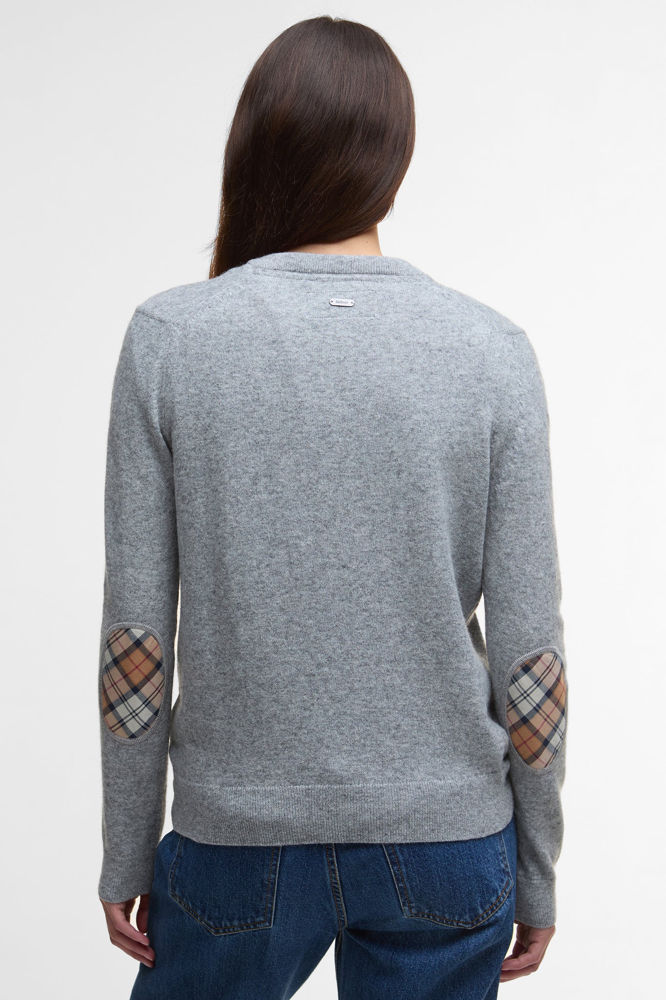 Pendle Knitted Cardigan Grey Marl/Hessian Tartan