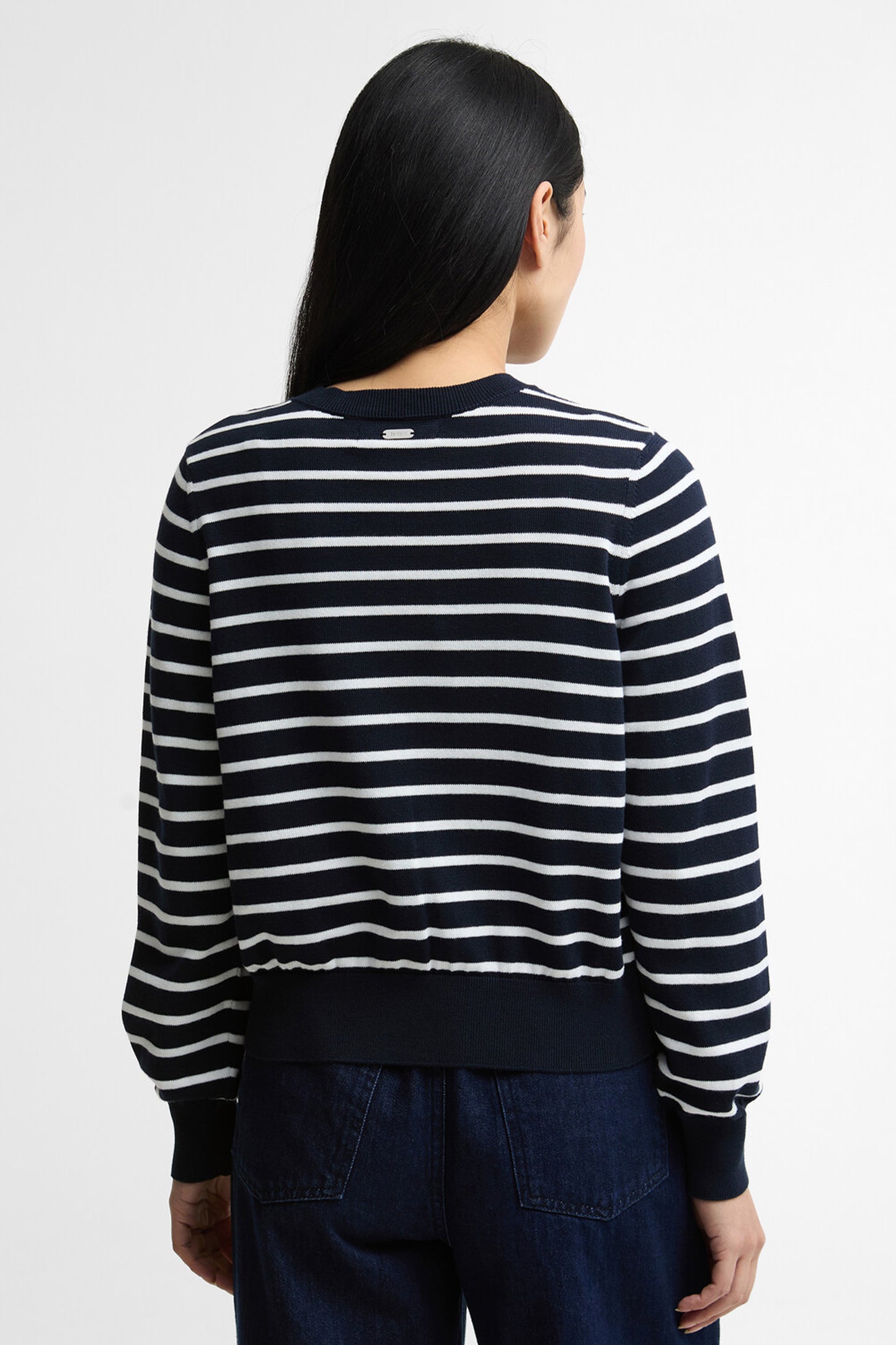 Baiton Knitted Cardigan Dark Navy Stripe
