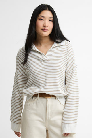 Aylesby Knitted Jumper Cloud/Sand Stripe