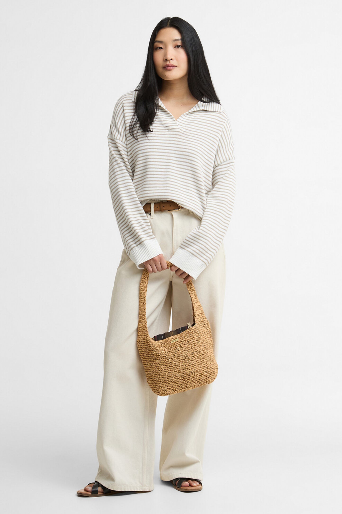 Aylesby Knitted Jumper Cloud/Sand Stripe
