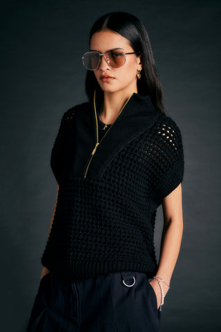 Niamh Sleeveless Knitted Jumper Black