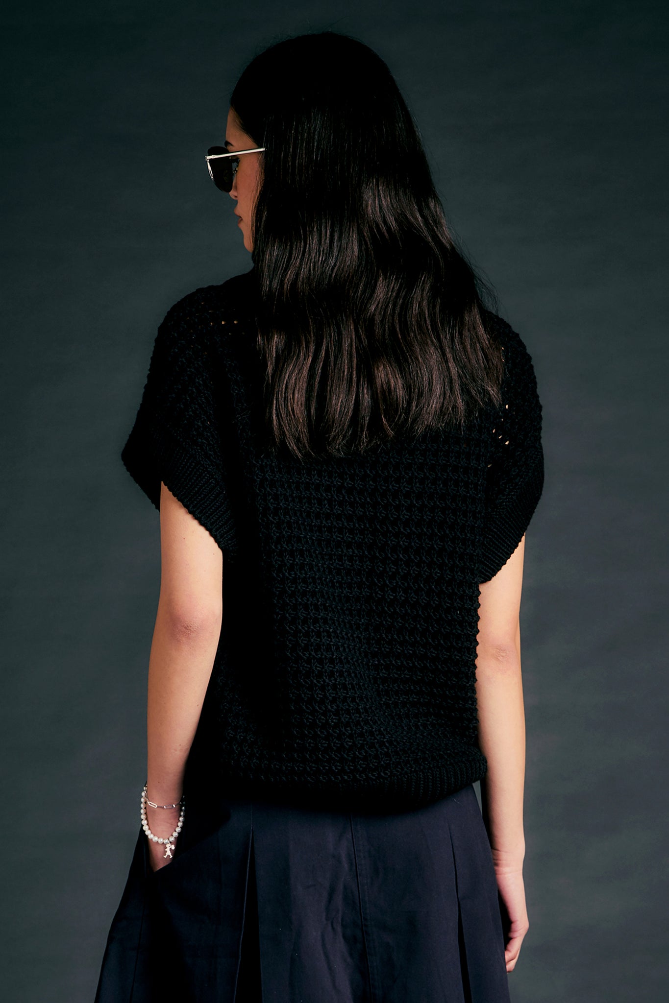 Niamh Sleeveless Knitted Jumper Black