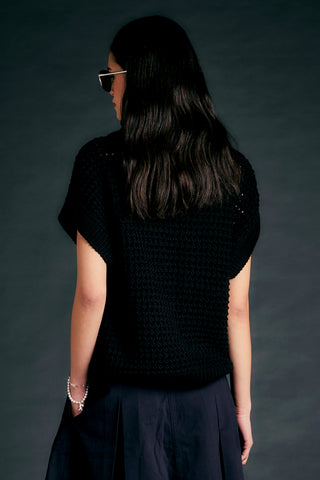 Niamh Sleeveless Knitted Jumper Black