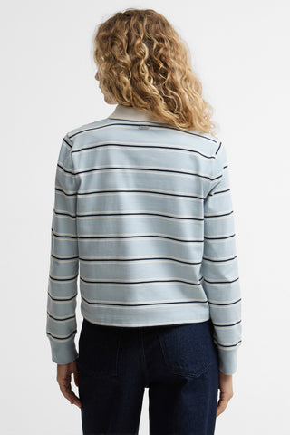Ashwell Long Sleeve Polo Top Celestial Blue Stripe