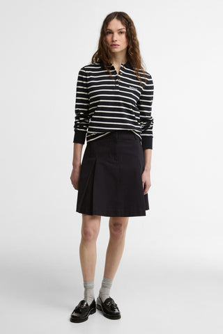 Ashwell Long Sleeve Polo Top Dark Navy Stripe
