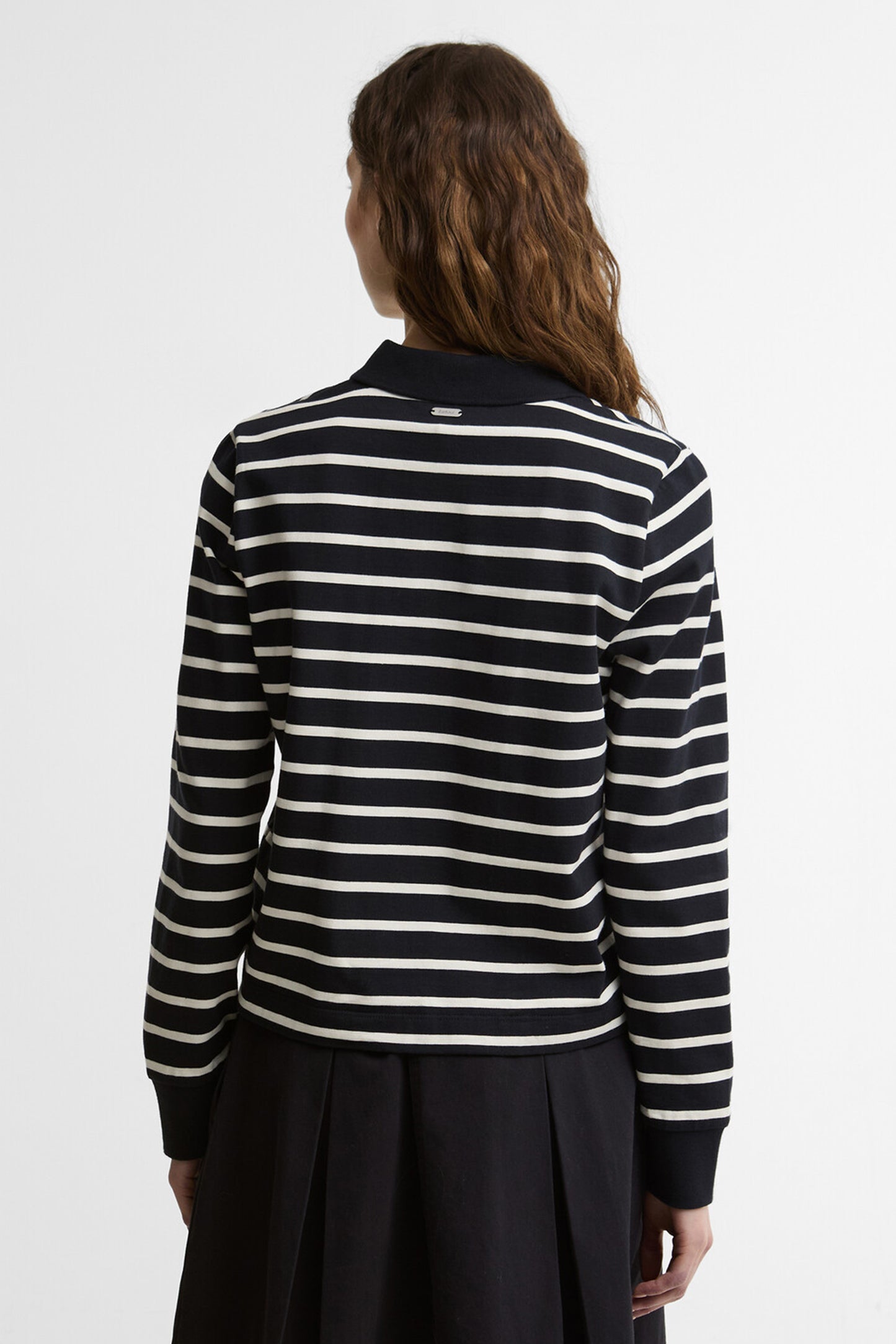 Ashwell Long Sleeve Polo Top Dark Navy Stripe