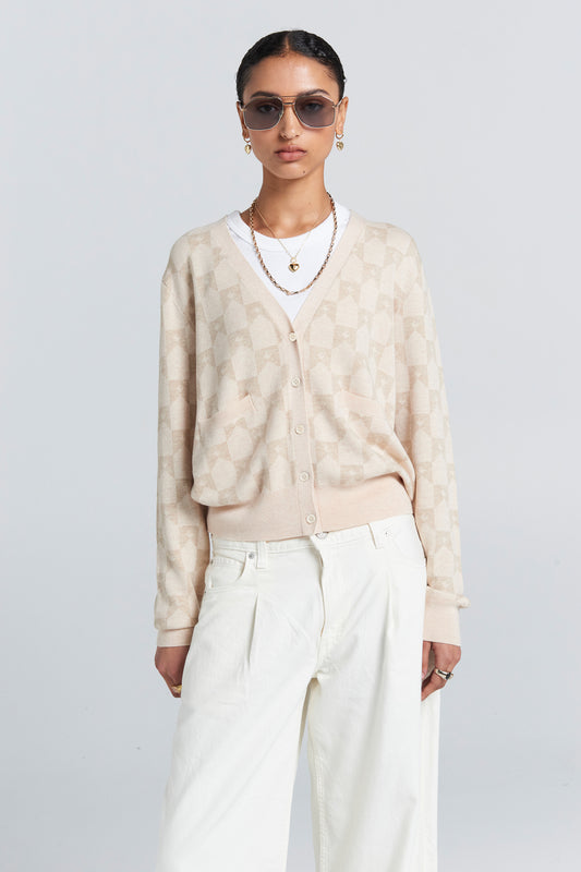 Monogram Knit Cardigan Sand Multi