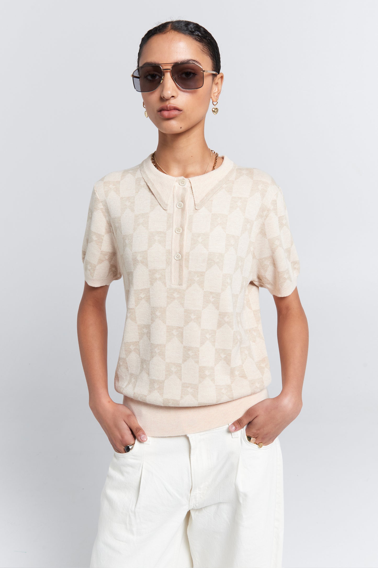 Monogram Knit Polo Sand Multi