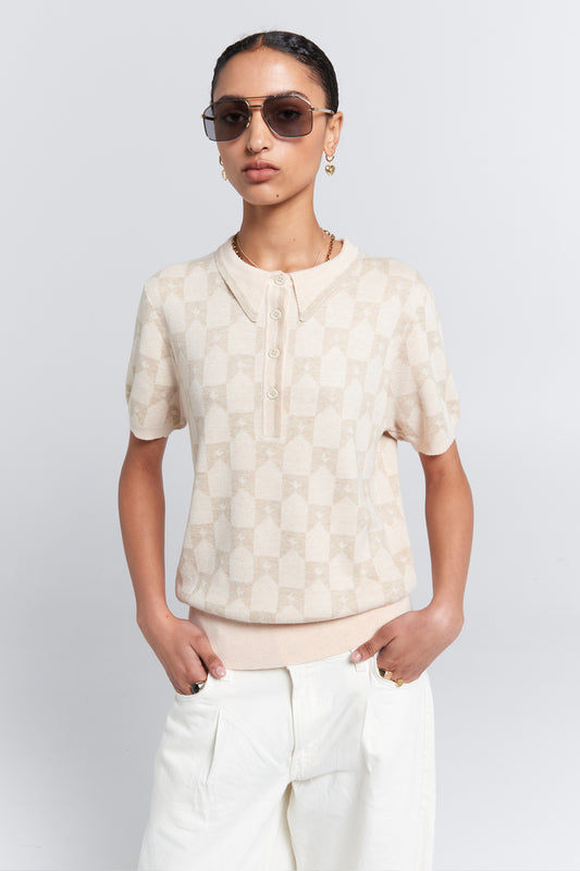 Monogram Knit Polo Sand Multi