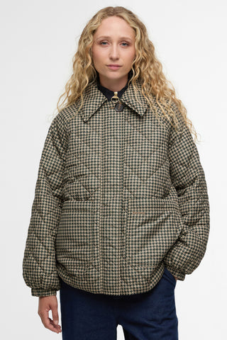 Laoise Check Quilted Jacket Sage Houndstooth/Sand Dune