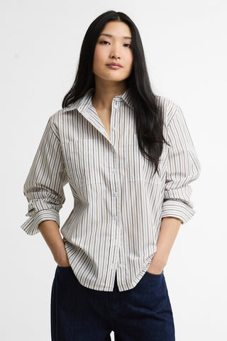 Fawley Shirt Dusky Green/Light Sand Stripe