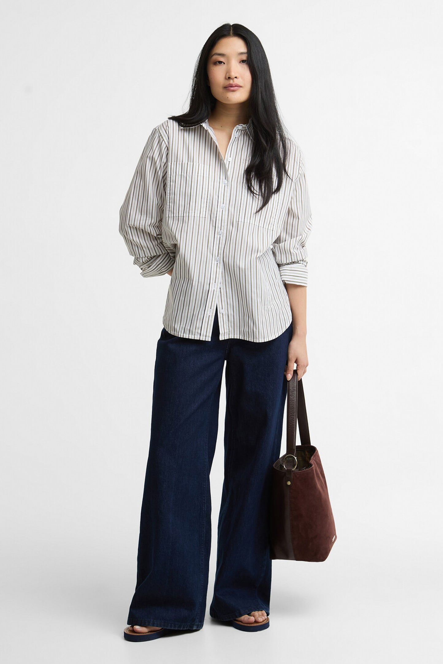Fawley Shirt Dusky Green/Light Sand Stripe