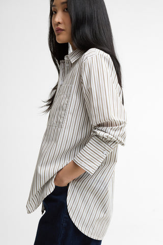 Fawley Shirt Dusky Green/Light Sand Stripe
