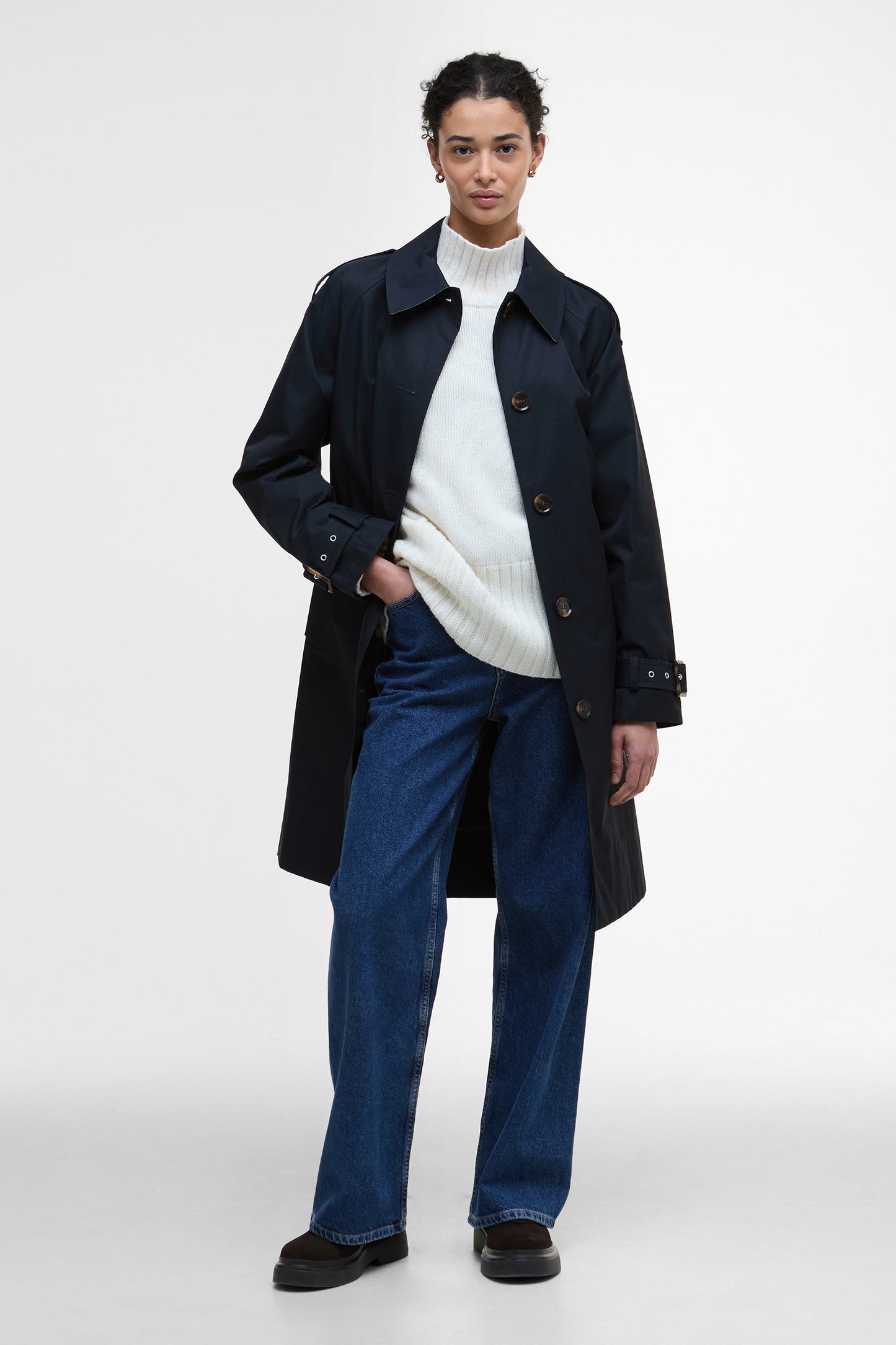 Maia Showerproof Jacket Dark Navy/Hessian Tartan