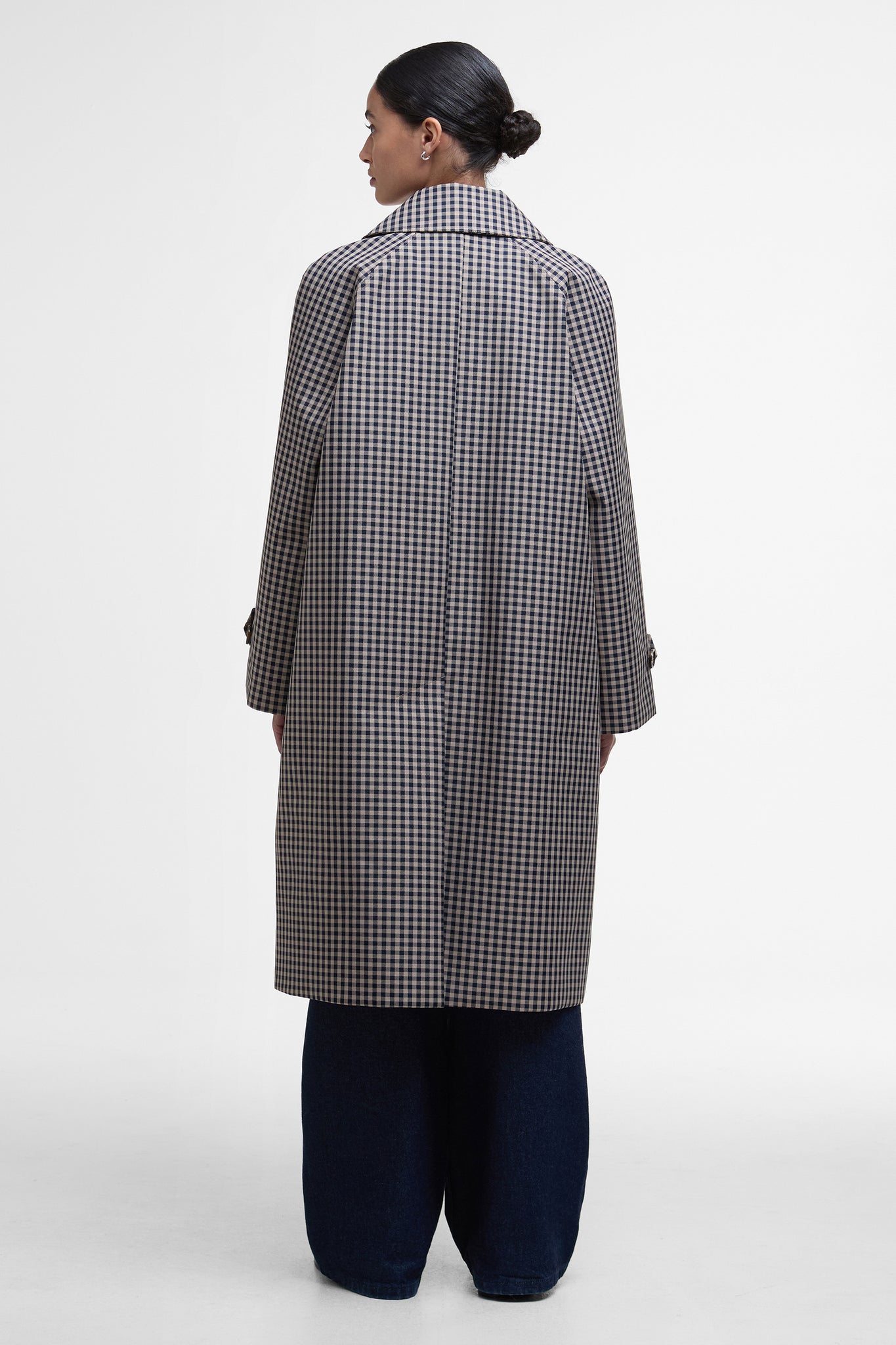 Nadine Checked Showerproof Car Coat Navy/Light Sand Gingham