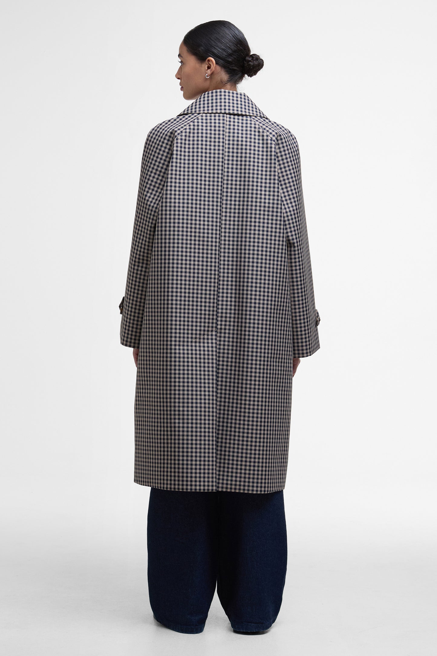 Nadine Checked Showerproof Car Coat Navy/Light Sand Gingham