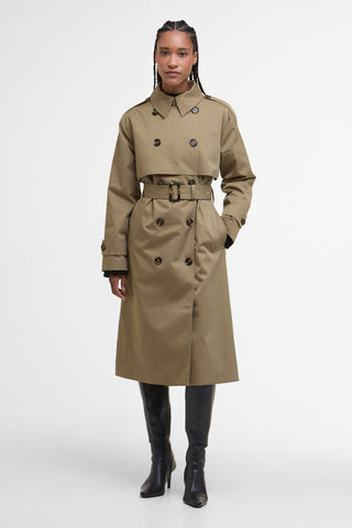 Aoife Trench Showerproof Military Brown/Hessian Tartan