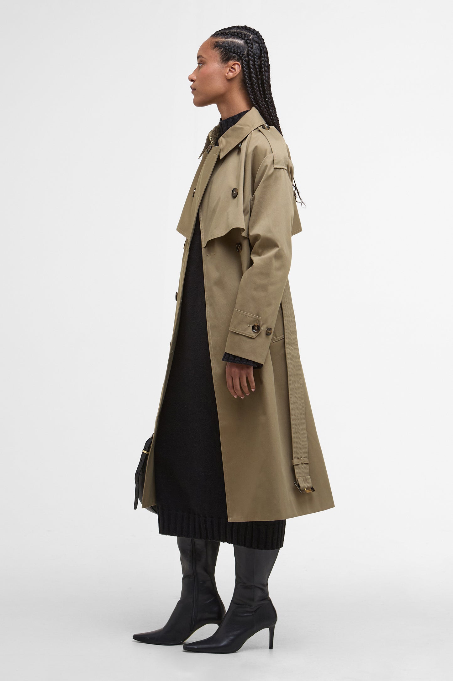 Aoife Trench Showerproof Military Brown/Hessian Tartan