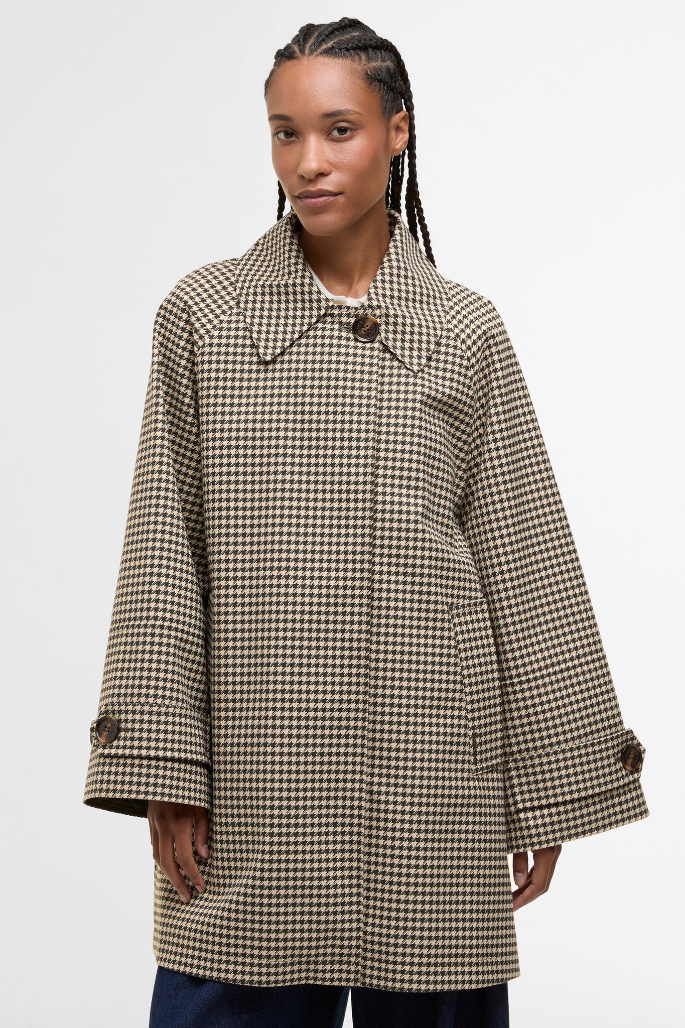 Kennedy Check Showerproof Jacket Sage Houndstooth/Mist