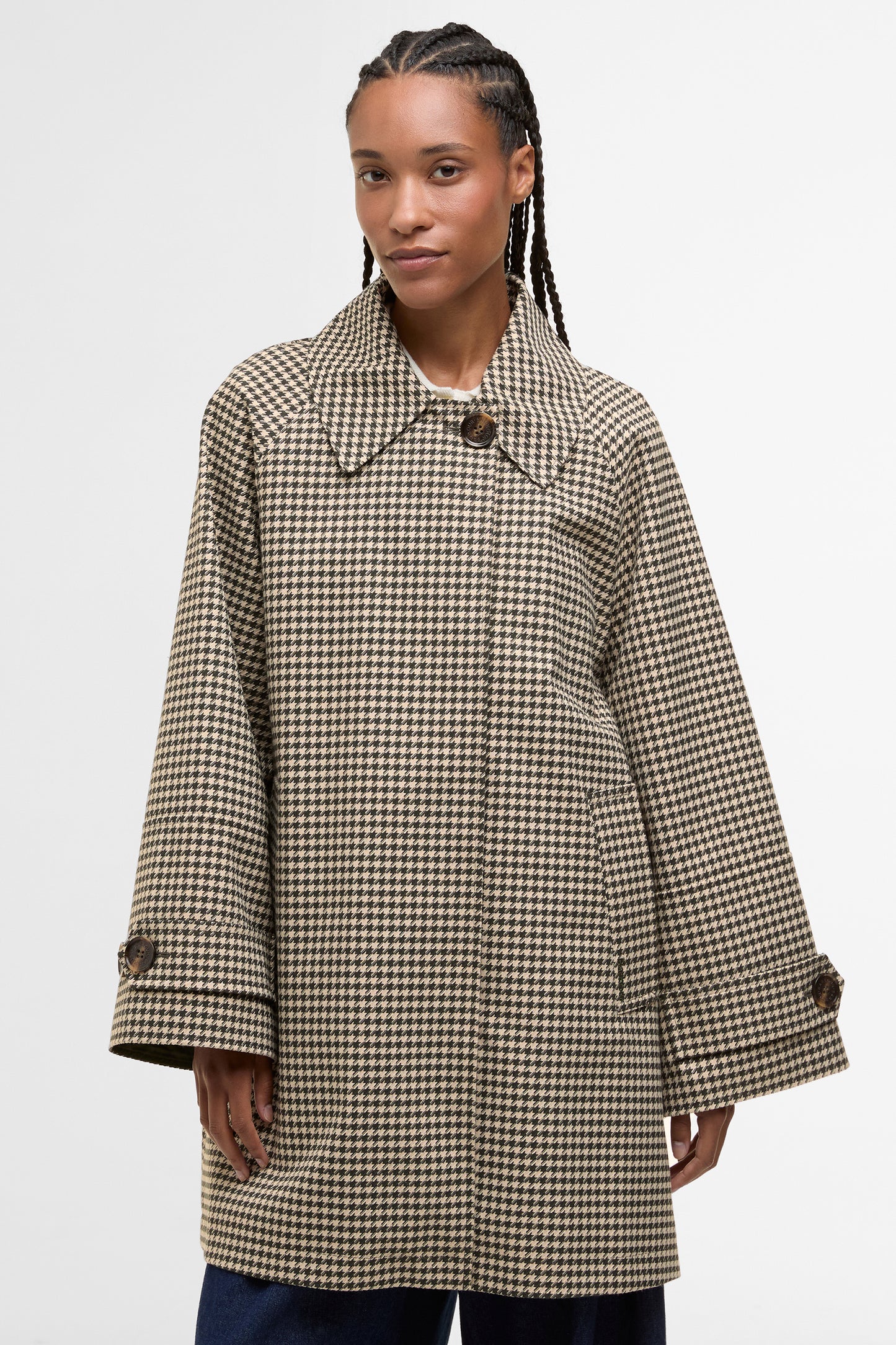 Kennedy Check Showerproof Jacket Sage Houndstooth/Mist