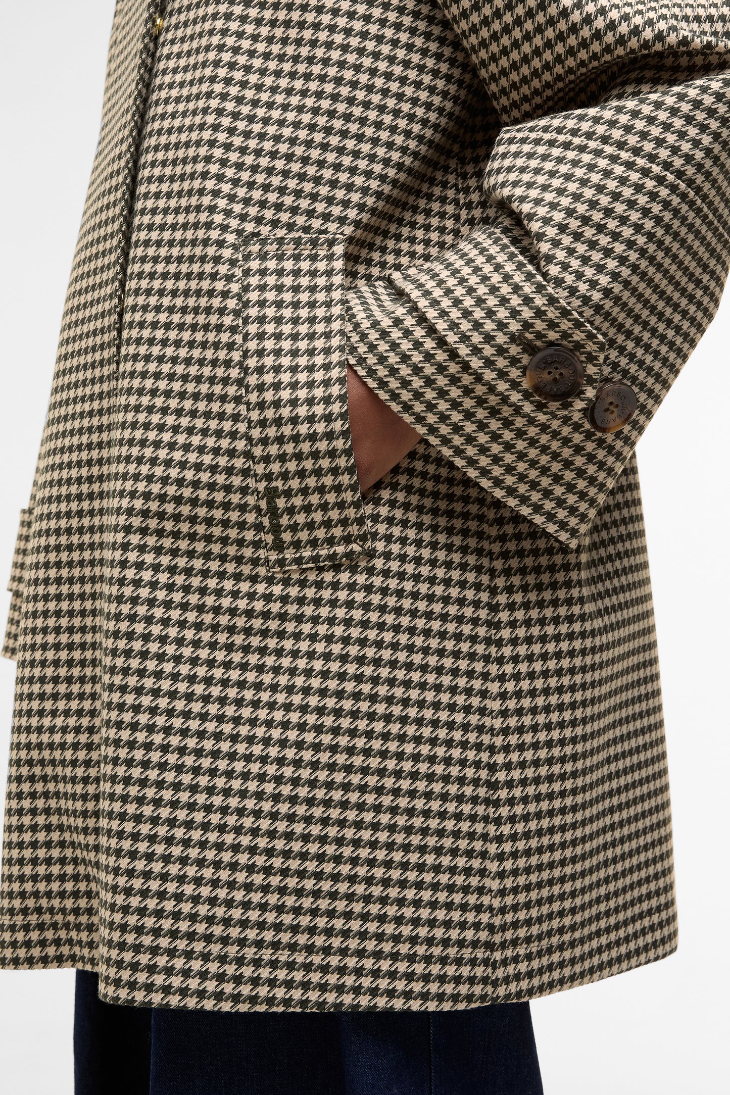 Kennedy Check Showerproof Jacket Sage Houndstooth/Mist