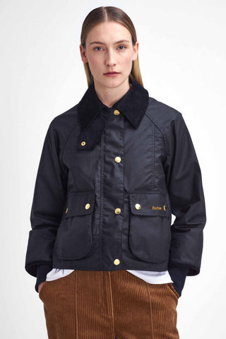 Cropped Beadnell Wax Jacket Black/Classic