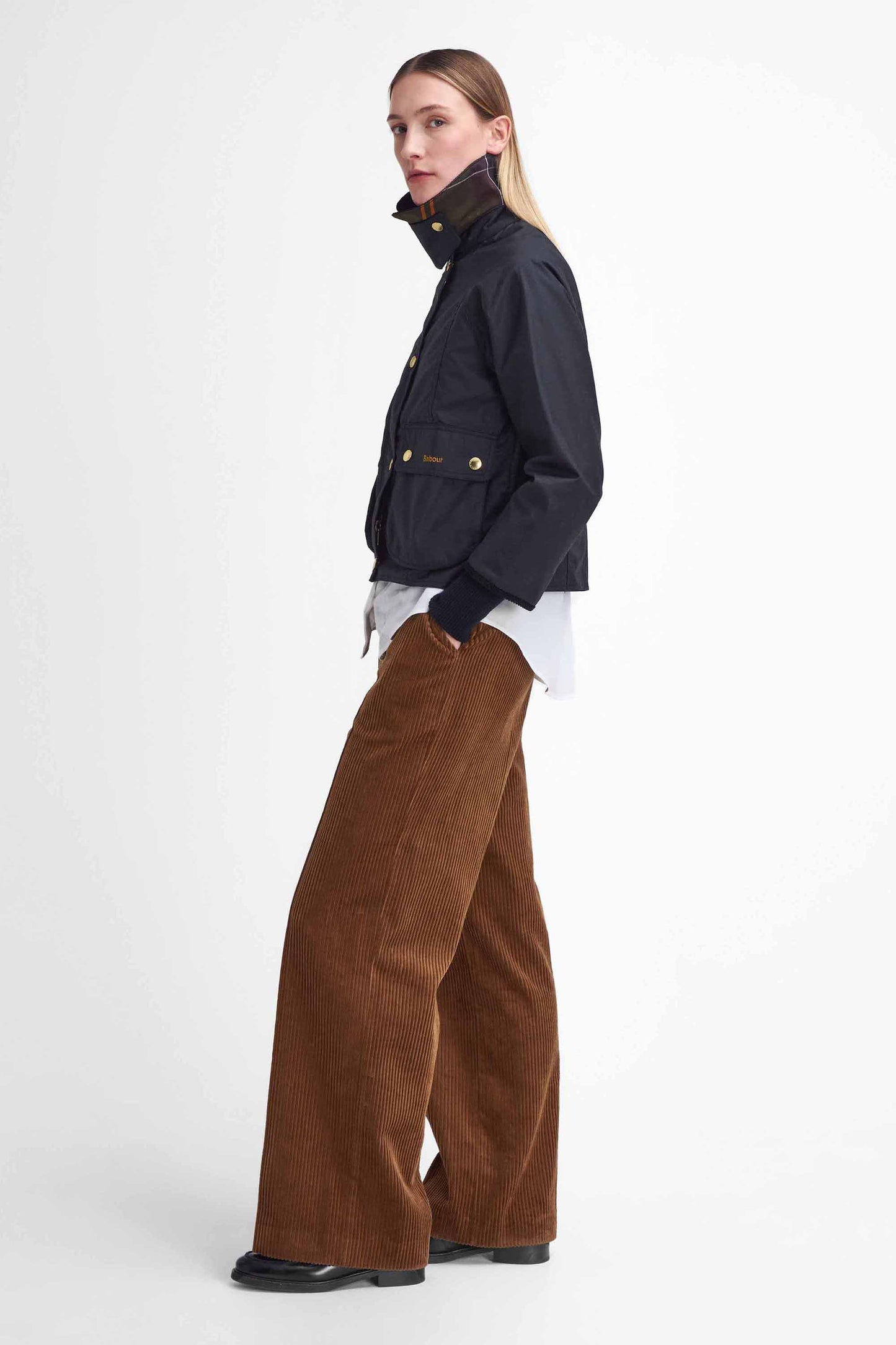 Cropped Beadnell Wax Jacket Black/Classic