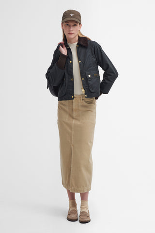 Cropped Beadnell Wax Jacket Sage/Ancient
