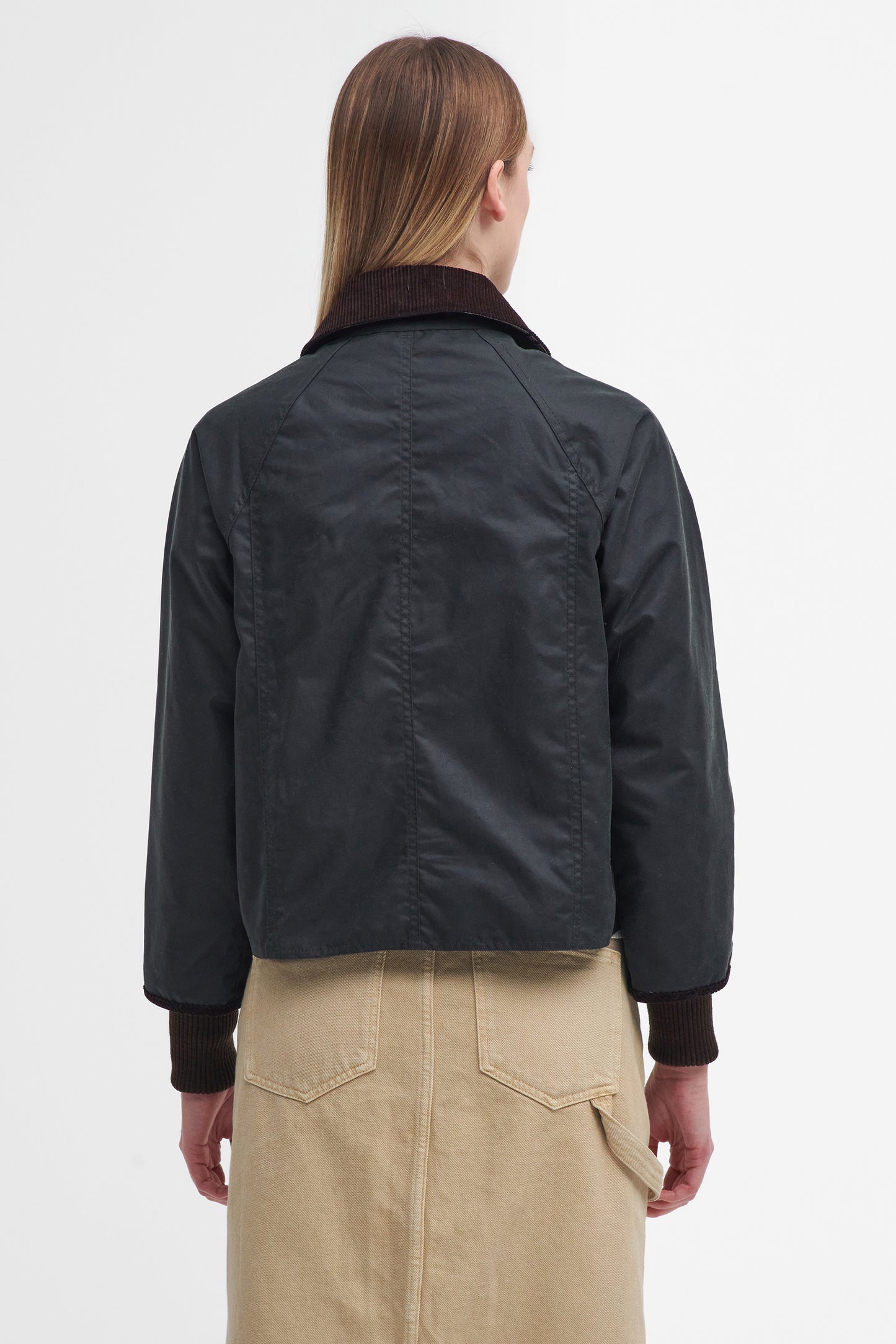 Cropped Beadnell Wax Jacket Sage/Ancient
