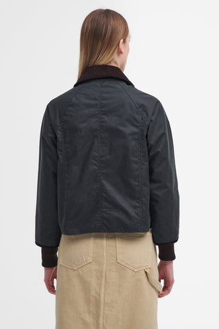 Cropped Beadnell Wax Jacket Sage/Ancient