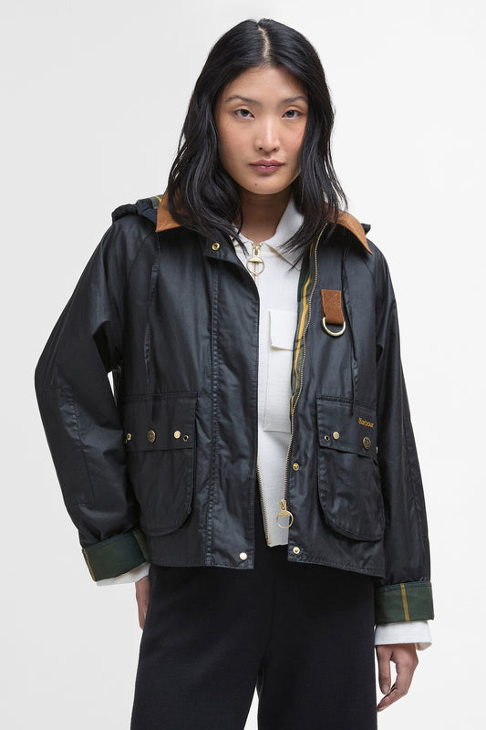 Erma Wax Jacket Black/Ancient Tartan