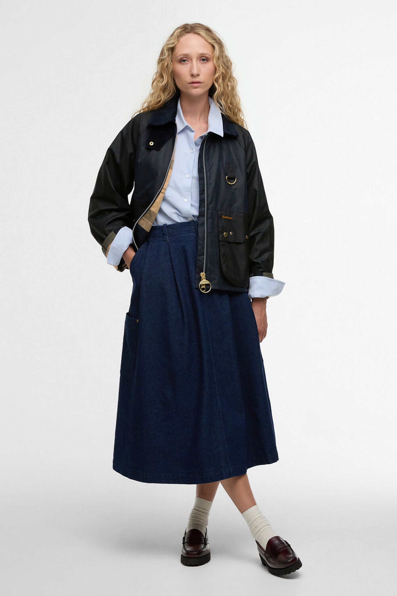 Kearton Wax Jacket Royal Navy/Black/Dress Tartan