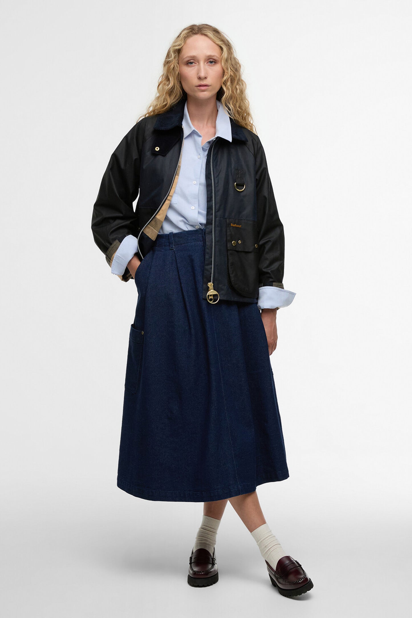 Kearton Wax Jacket Royal Navy/Black/Dress Tartan