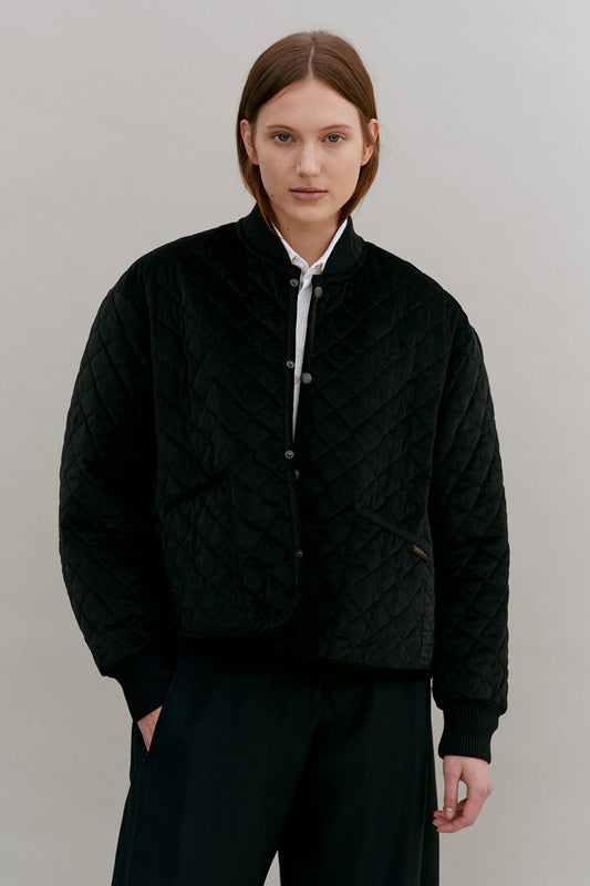 Paneled Bomber Jacket Sable Black